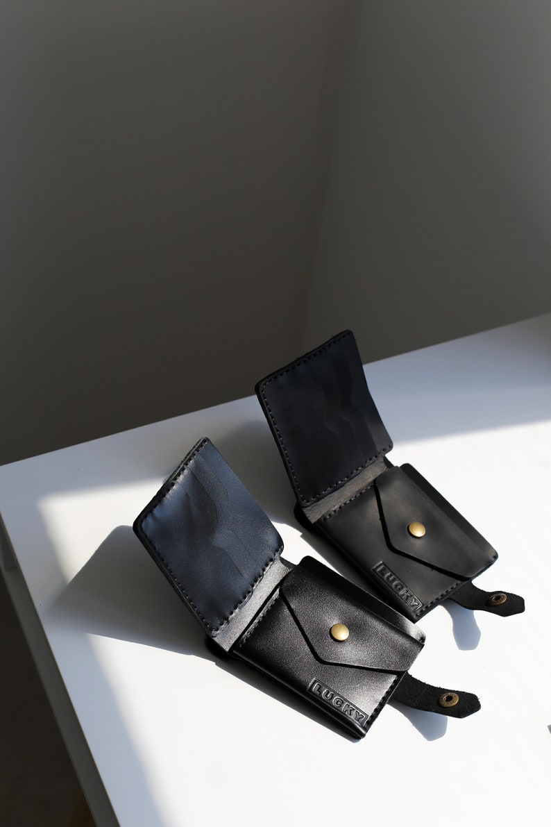 Cartera de Cuero,Cartera Hecha a Mano,Cartera de Mujer,Cartera para Hombre,Mini Cartera de Cuero,Cartera Minimalista,Cartera para Mujer,Regalo para el Día de la Madre imagen 4