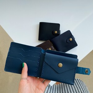 Cartera de Cuero,Cartera Hecha a Mano,Cartera de Mujer,Cartera para Hombre,Mini Cartera de Cuero,Cartera Minimalista,Cartera para Mujer,Regalo para el Día de la Madre imagen 3
