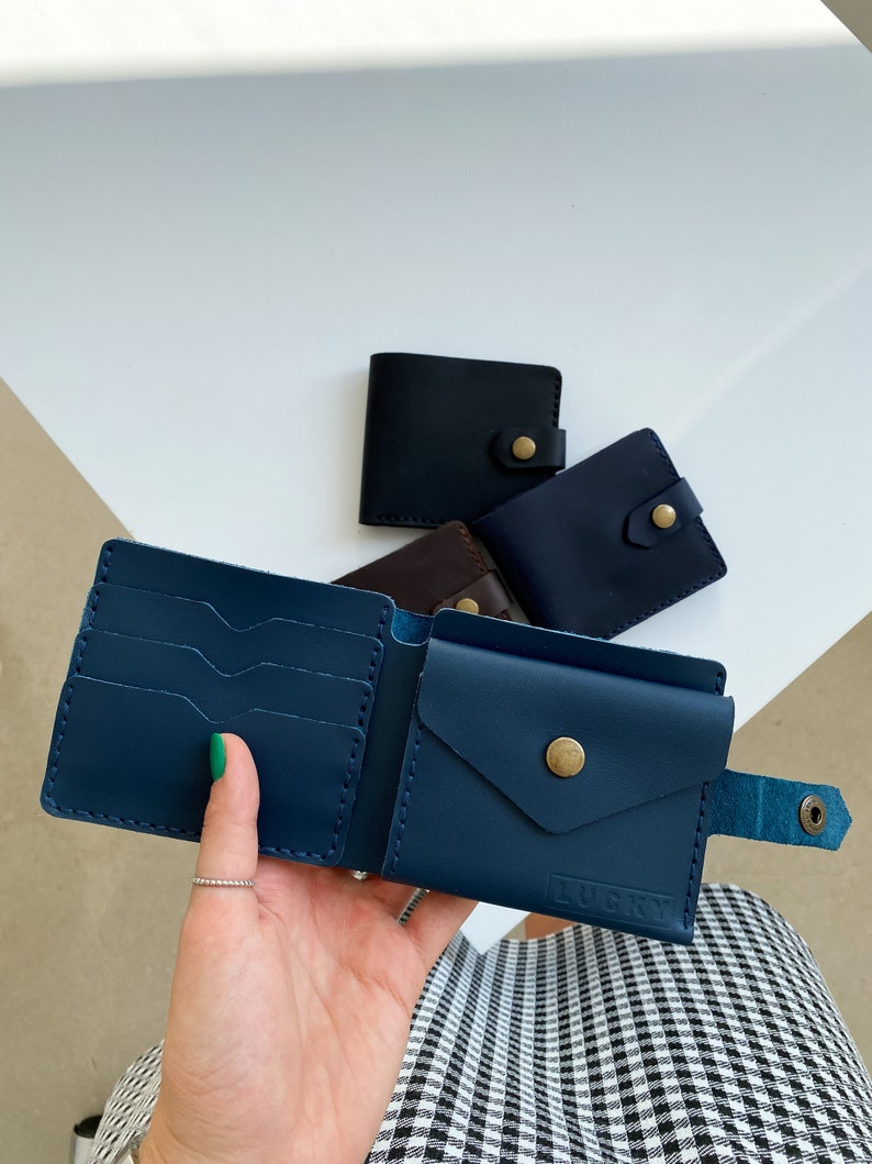 Cartera de Cuero,Cartera Hecha a Mano,Cartera de Mujer,Cartera para Hombre,Mini Cartera de Cuero,Cartera Minimalista,Cartera para Mujer,Regalo para el Día de la Madre imagen 3