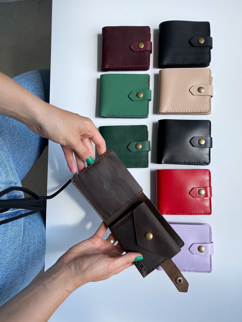 Cartera de Cuero,Cartera Hecha a Mano,Cartera de Mujer,Cartera para Hombre,Mini Cartera de Cuero,Cartera Minimalista,Cartera para Mujer,Regalo para el Día de la Madre imagen 1