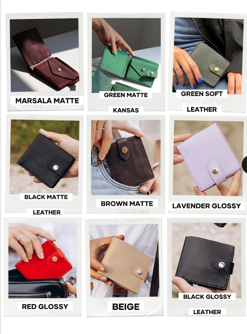 Cartera de Cuero,Cartera Hecha a Mano,Cartera de Mujer,Cartera para Hombre,Mini Cartera de Cuero,Cartera Minimalista,Cartera para Mujer,Regalo para el Día de la Madre imagen 2