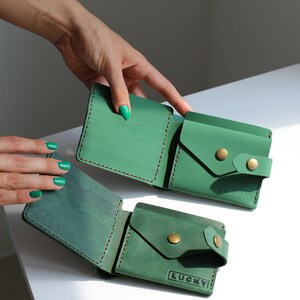 Cartera de Cuero,Cartera Hecha a Mano,Cartera de Mujer,Cartera para Hombre,Mini Cartera de Cuero,Cartera Minimalista,Cartera para Mujer,Regalo para el Día de la Madre imagen 8