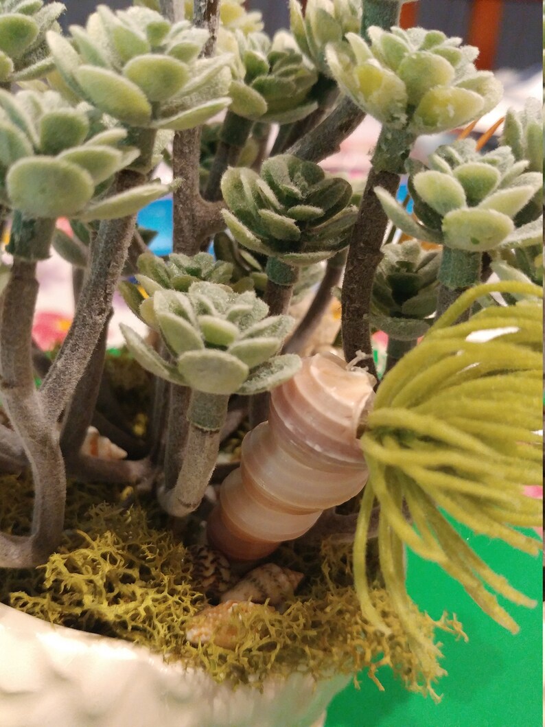 Vintage Fish Planter with Succulent faux plant in vintage white FISH planter Rooter Flower Display BIG EYED Fish