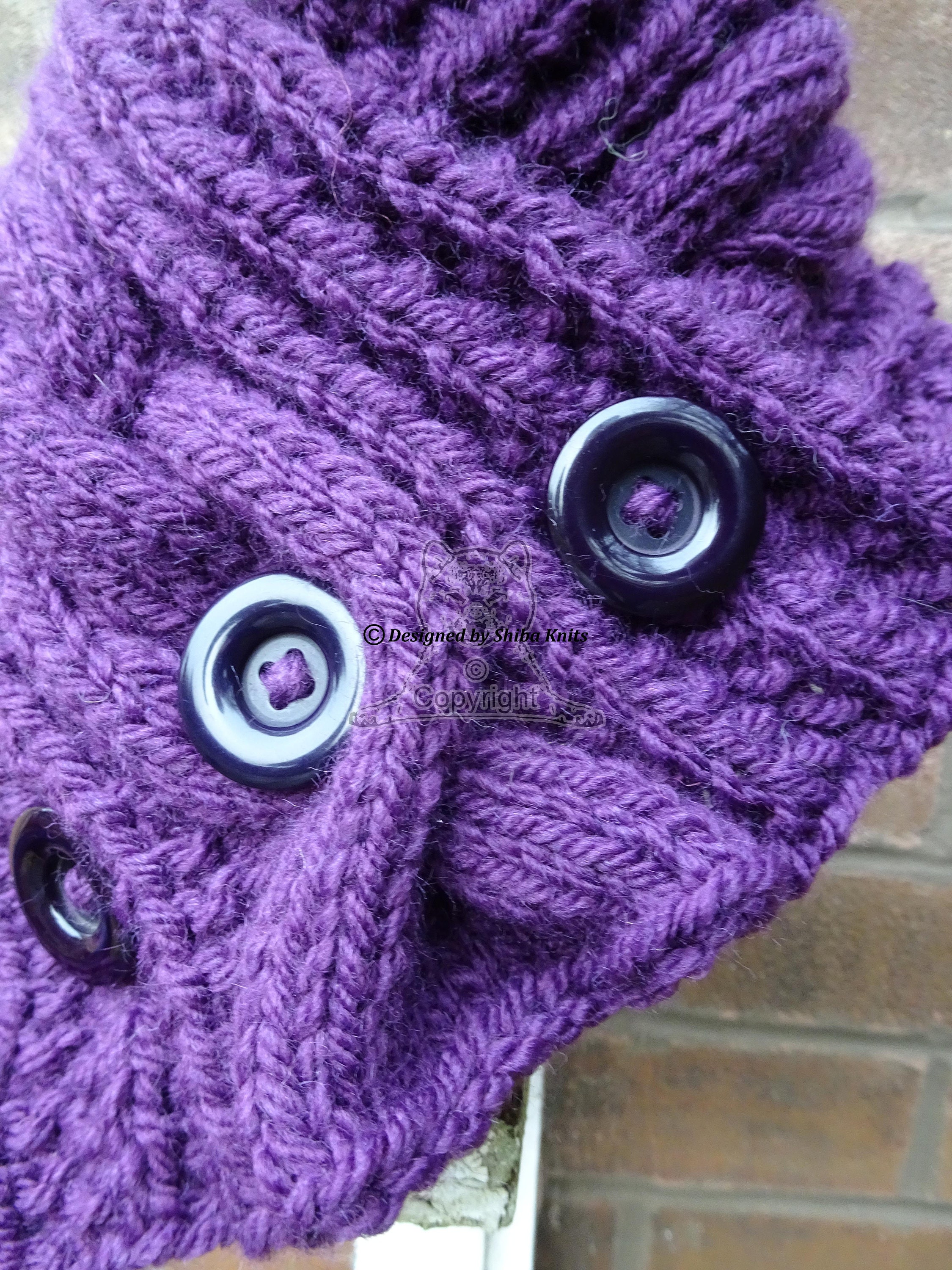 Purple Neck Warmer Knitted Neck Warmer Button Neck Scarf Etsy
