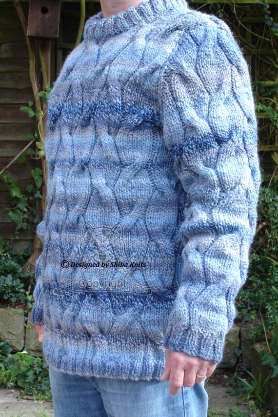 blue cable sweater