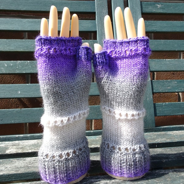 Hand Knitted Fingerless Gloves, Womens Gloves, Knitted Fingerless Mitts, Ladies Knitted Gloves, Soft Wool Gloves, Handmade Gloves, Wool Mitt