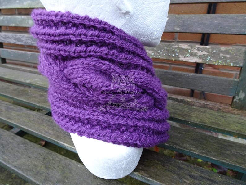 Purple Neck Warmer Knitted Neck Warmer Button Neck Scarf Etsy UK