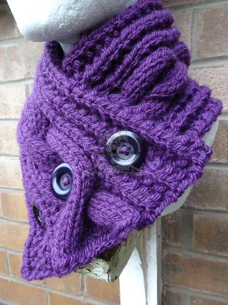 Purple Neck Warmer Knitted Neck Warmer Button Neck Scarf Etsy