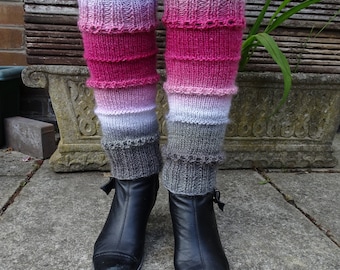 Hand Knitted Pink Leg Warmers, Yoga Leg Warmers, Yoga Accessories, Dance/Exercise Accessories, Wool Leg Warmers, Womens Leg Warmers