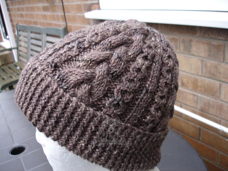 Brown Aran Hat Unisex Aran Cable Hat Brown Hat Mens Aran Hat Brown Cabled Hat Womens Aran Hat Teens Aran Hat Hand Knitted Hat