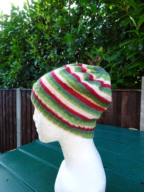 Hand-knitted striped hat The Scandinavy - Hand-knit Wool Beanie Hat with Maritime  main image 4