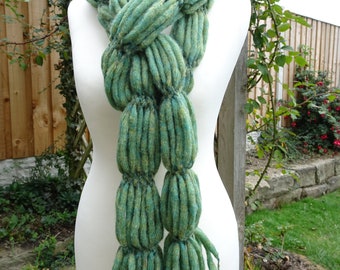 Long Green Scarf, Knitted green Scarf, Adult Knitted Scarf, Soft Woolly Scarf, Green Womens Scarf, Womens Long Scarf, Long Wool Scarf,