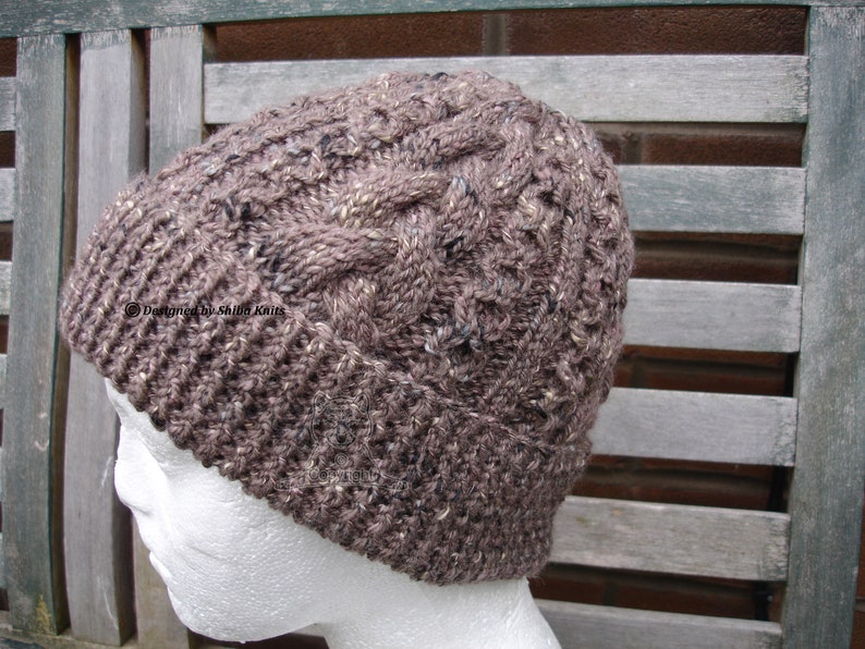Brown Aran Hat Unisex Aran Cable Hat Brown Hat Mens Aran Hat Brown Cabled Hat Womens Aran Hat Teens Aran Hat Hand Knitted Hat