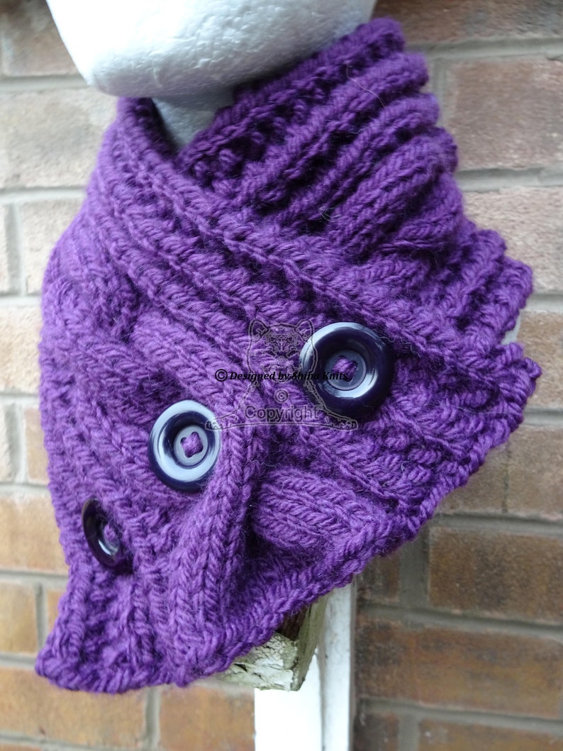 Purple Neck Warmer Knitted Neck Warmer Button Neck Scarf Etsy