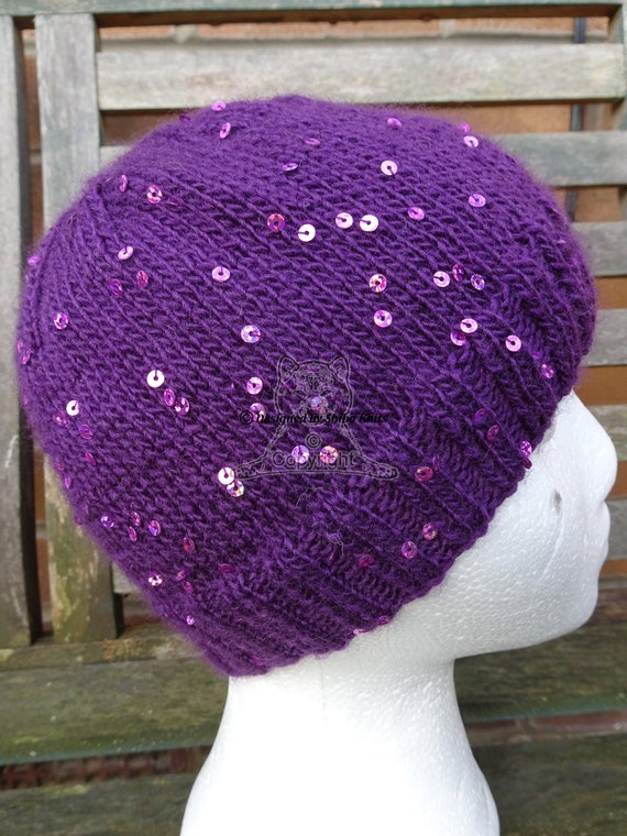 womens purple beanie hats