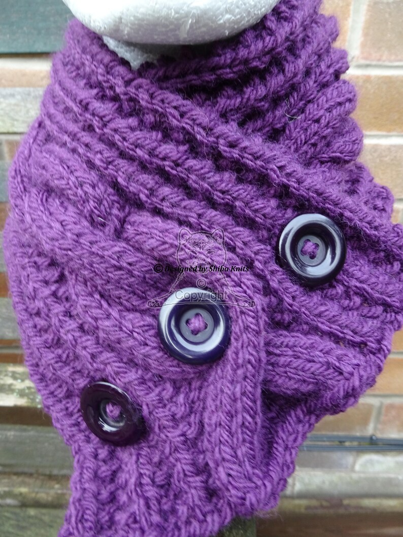 Purple Neck Warmer Knitted Neck Warmer Button Neck Scarf Etsy