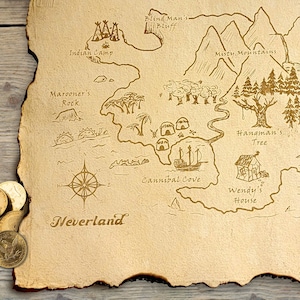 Cartes au trésor fantastiques - Neverland - 100 Acre Woods (Gravé au laser)