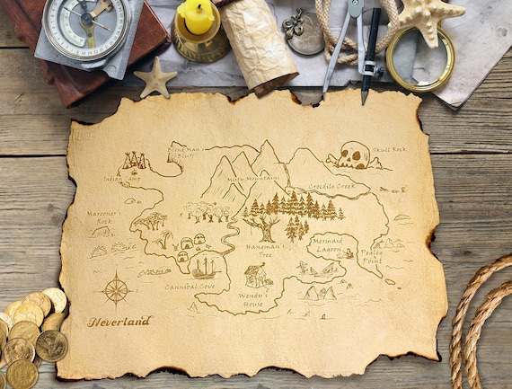 Fantasy Treasure Maps - Neverland - 100 Acre Woods (laser Engraved Fantasy Treasure Maps - Neverland - 100 Acre Woods (laser Engraved