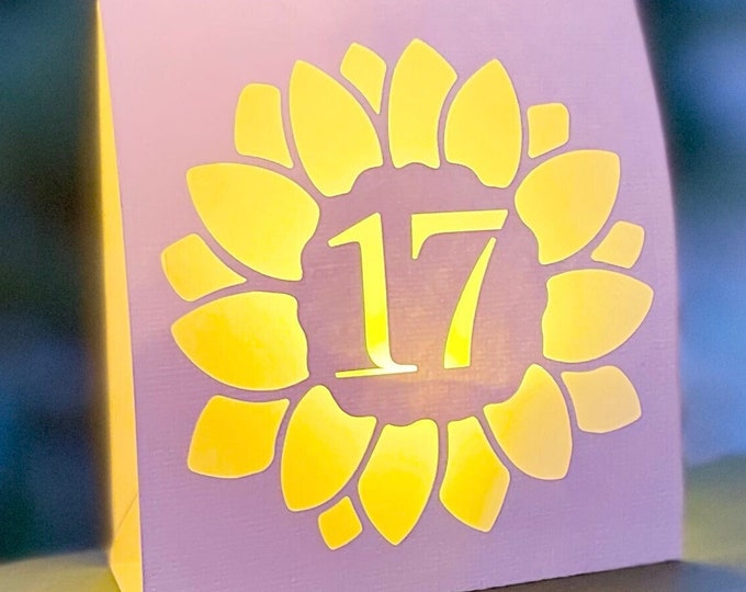 Sunflower Table Numbers: Rustic Wedding Luminaries