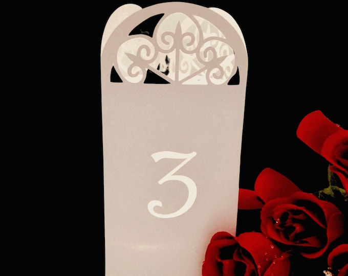 Arch Wedding Table Number Luminaries: Pearl, Gold, Navy