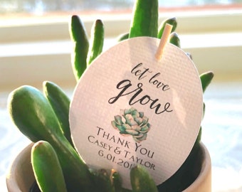 Let Love Grow Tags, Personalized tags for succulents, favor tags for Bridal or Baby SHOWERS