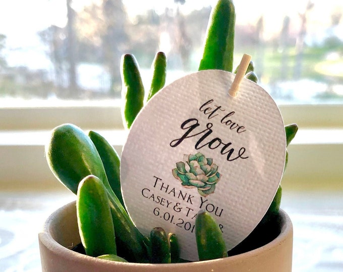 FAVOR TAGS for succulents are personalized for your Bridal Shower or Baby Shower • Free Shipping