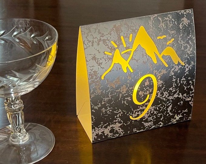 Rustic Wedding Table Numbers: Copper Mercury Glass or Cardstock Luminaries