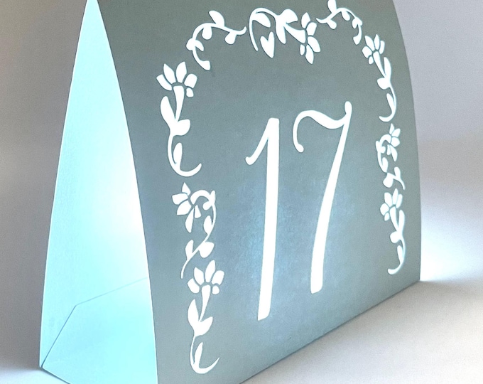 Pastel Cardstock Table Number Luminaries: Wedding Reception Decor