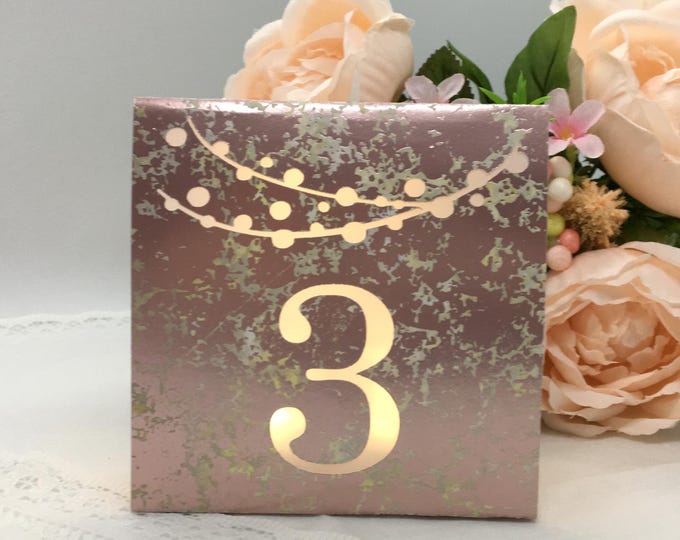 String of Lights Table Numbers made with foil mercury glass cardstock