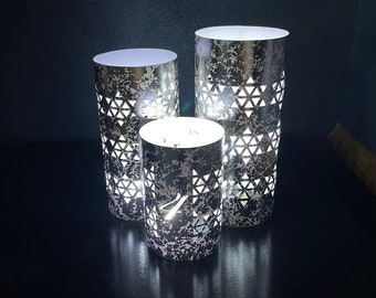 STAR OF DAVID Centerpiece Trio (set of 3 Luminaries) made from Card Stock to use with battery candles (not included). Table number option.