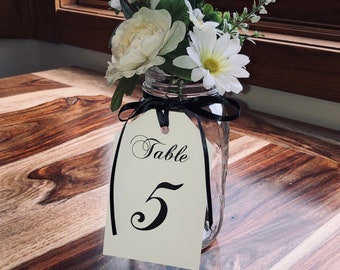 Table Number Tags  for Wine Bottles or Mason Jars.