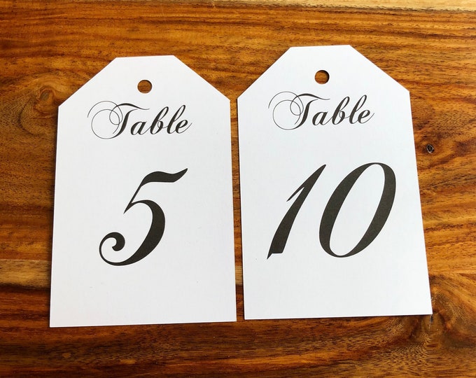 Table Number Tags  for Wine Bottles or Mason Jars.