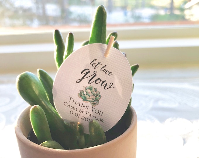 FAVOR TAGS for succulents are personalized for your Bridal Shower or Baby Shower • Free Shipping