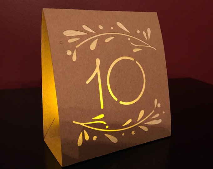 Rustic Kraft Table Numbers • Fall Barn Wedding Luminaries