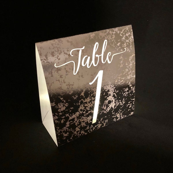 GORGEOUS Table Number Luminaries • Mercury Glass Cardstock in Silver, Rose Gold, Copper or Gold • Wedding Table Numbers
