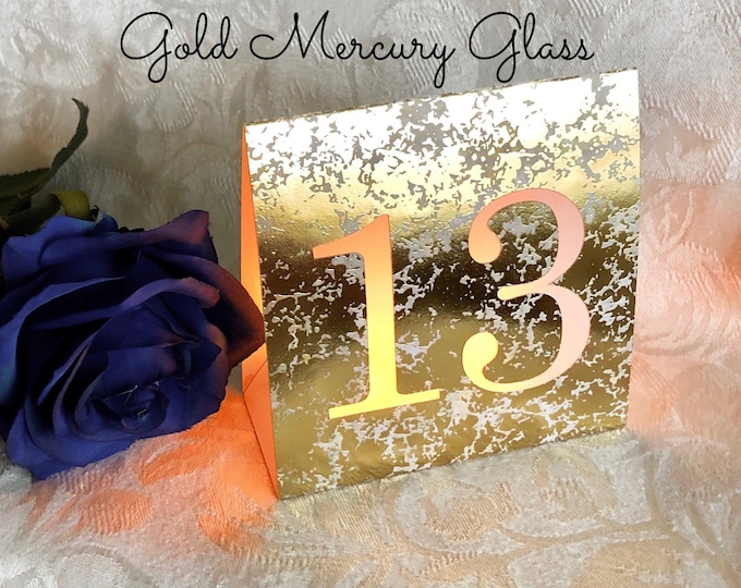 Foil Mercury Glass Wedding Table Numbers: DIY Luminary Centerpieces