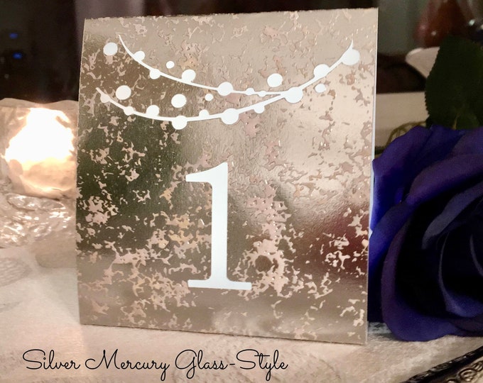 String of Lights Table Numbers made with foil mercury glass cardstock