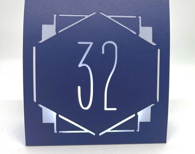 Art Deco Table Number Luminaries: Wedding Reception Centerpiece