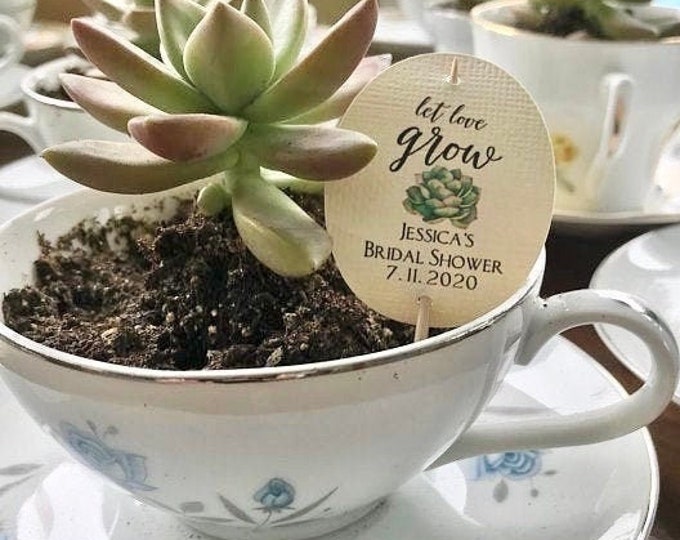 FAVOR TAGS for succulents are personalized for your Bridal Shower or Baby Shower • Free Shipping