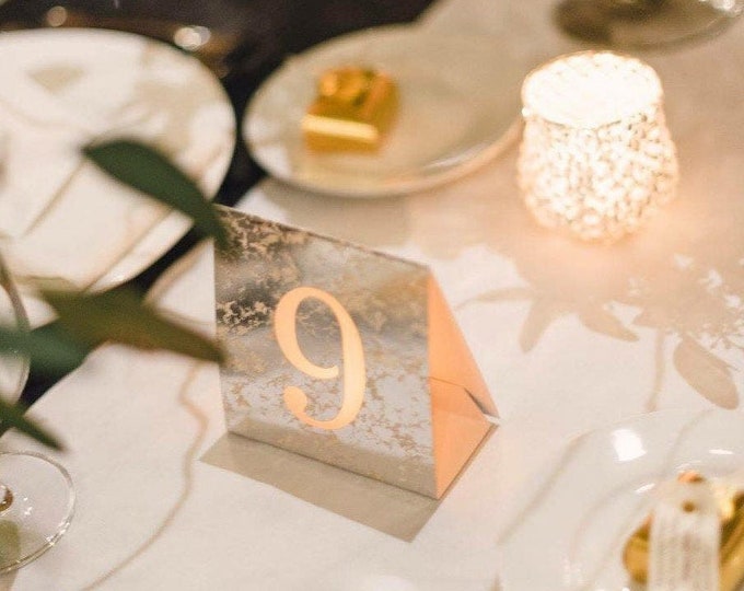 Big Numbers Table Numbers are affordable Wedding Luminaries made with Luxury Foil Mercury Glass Card Stock.