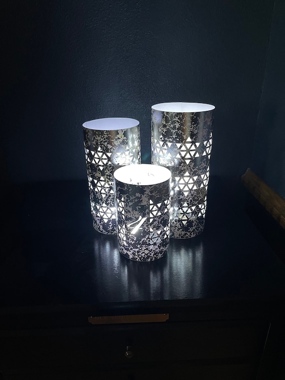 STAR OF DAVID Centerpiece Trio (set of 3 Luminaries) made from Card Stock to use with battery candles (not included). Table number option.