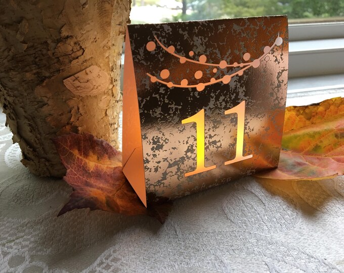 String of Lights Table Numbers made with foil mercury glass cardstock