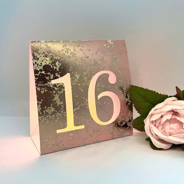 BIG NUMBER Table Numbers are affordable Wedding Luminaries made with Foil Mercury Glass Card Stock • FREE Shipping