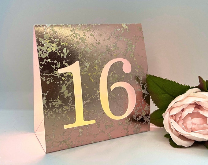 Big Numbers Table Numbers are affordable Wedding Luminaries made with Luxury Foil Mercury Glass Card Stock.