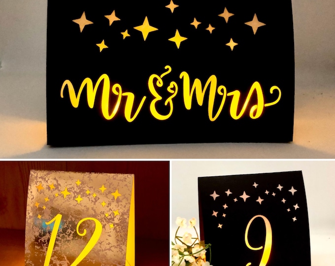 Starry Night Table Number Luminaries: Mercury Glass Wedding Decor