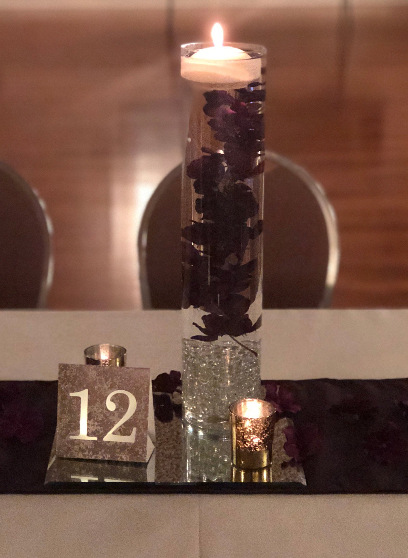 BIG Numbers MERCURY glass table numbers • Gold, Silver, RED, Rose