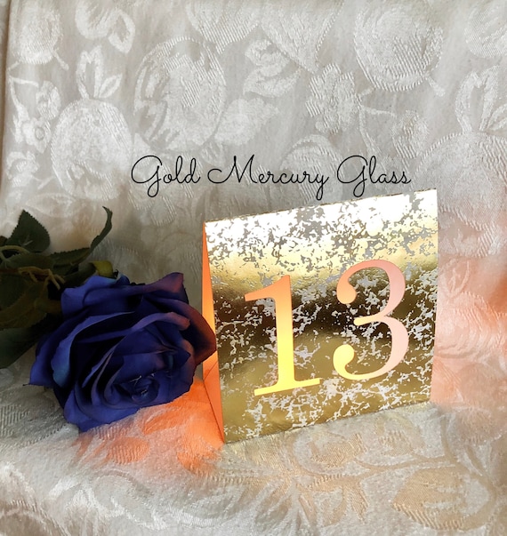 BIG NUMBER Table Numbers are affordable Wedding Luminaries made with Foil Mercury Glass Card Stock • FREE Shipping