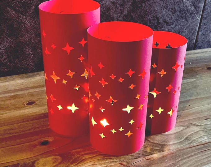 Star Luminary Centerpiece: Red (new)/Black/Navy Card Stock Trio