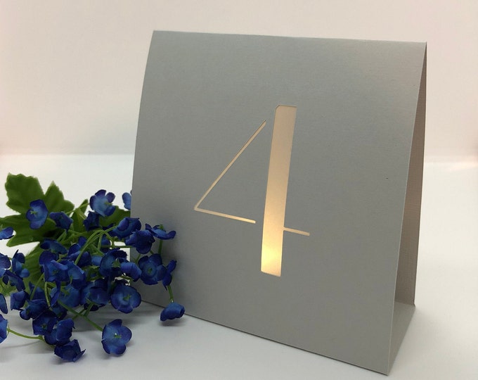 Classic Table Number Luminaries: Card Stock Tent, Battery Tea Light