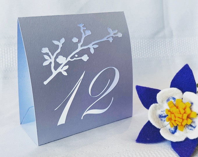 Blossom Branch Table Number Luminary: Elegant Wedding Decor
